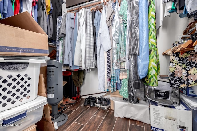 spacious closet with wood tiled floor