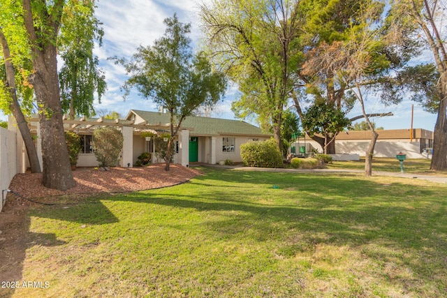 430 N Vineyard, Mesa, AZ 85201 - view of front of property with fence, a front lawn, and stucco siding