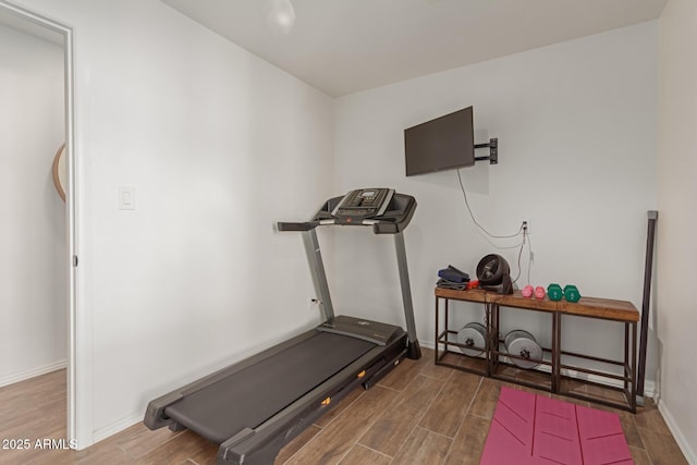 430 N Vineyard, Mesa, AZ 85201 - workout area featuring baseboards and wood finished floors