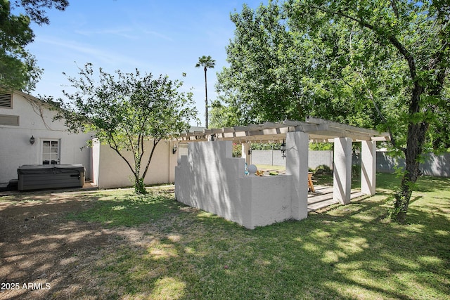 430 N Vineyard, Mesa, AZ 85201 - view of yard with fence, a pergola, and a hot tub