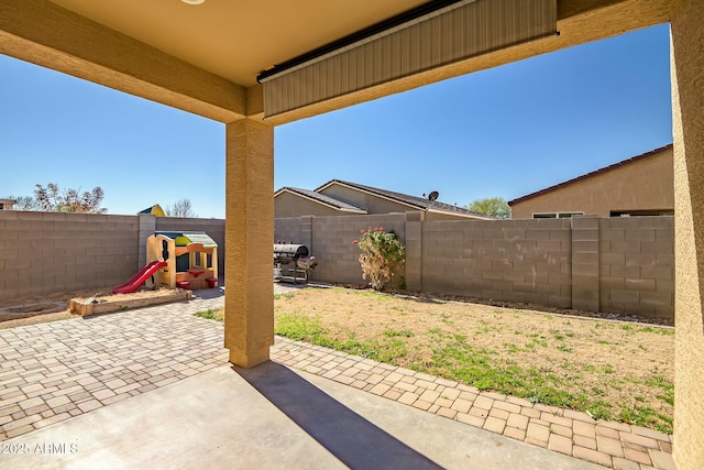 view of patio / terrace with a playground