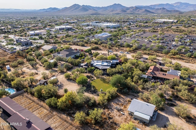 drone / aerial view with a mountain view