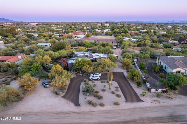 view of aerial view at dusk