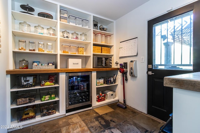 pantry with wine cooler