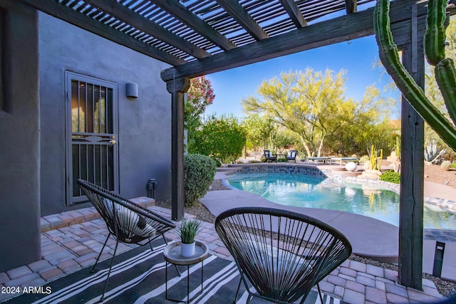 view of patio featuring a pergola