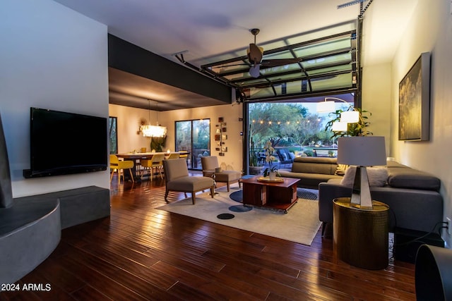 living room with hardwood / wood-style flooring