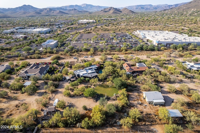 drone / aerial view featuring a mountain view