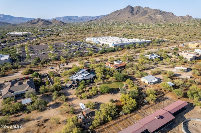 drone / aerial view featuring a mountain view