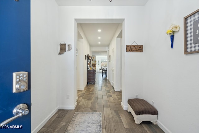 1135 E Barrus Dr, Casa Grande, AZ 85122 - corridor with baseboards, wood finished floors, and recessed lighting