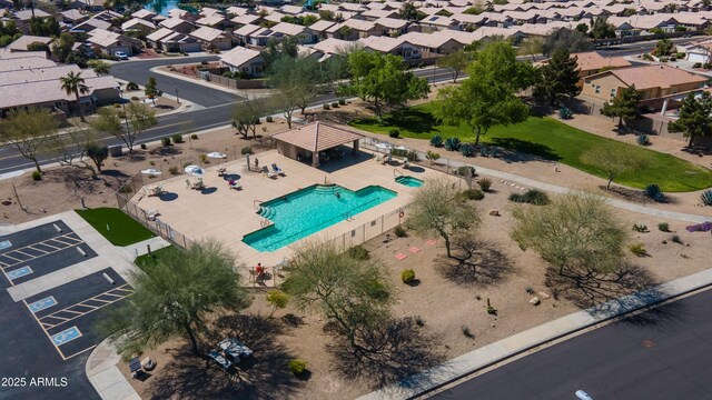 drone / aerial view with a residential view