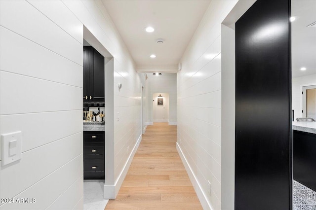 hallway featuring light wood-type flooring