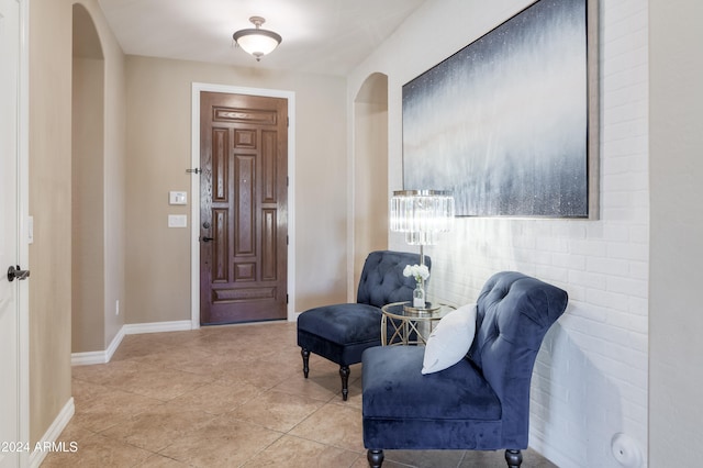 interior space featuring light tile patterned floors