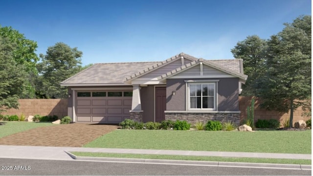 view of front facade featuring a garage and a front yard