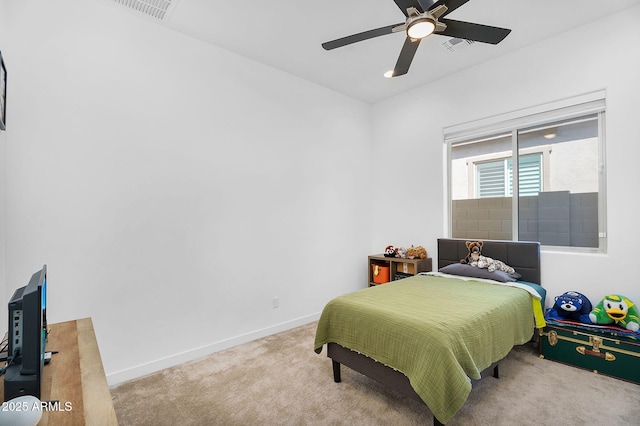 8140 E June St, Mesa, AZ 85207 - bedroom featuring ceiling fan, baseboards, carpet flooring, and visible vents