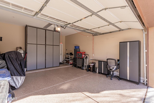 garage with a garage door opener