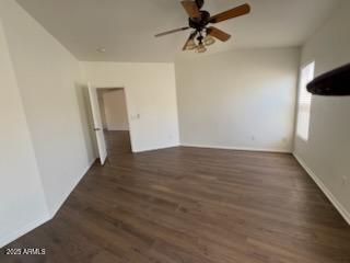 500 S Santa Fe Trl, Cornville, AZ 86325 - spare room featuring a ceiling fan, wood finished floors, and baseboards