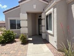 500 S Santa Fe Trl, Cornville, AZ 86325 - view of exterior entry featuring stucco siding and a patio area