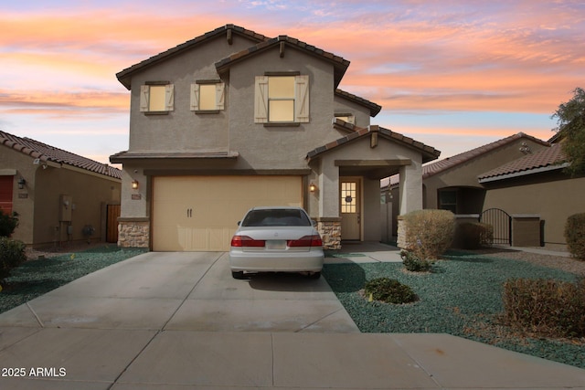 view of front of house with a garage