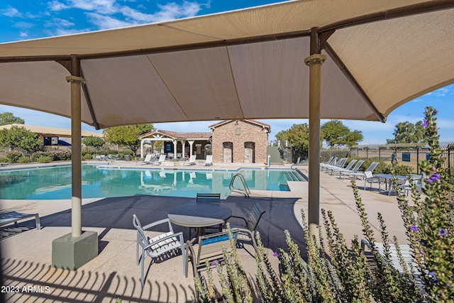 view of pool featuring a patio