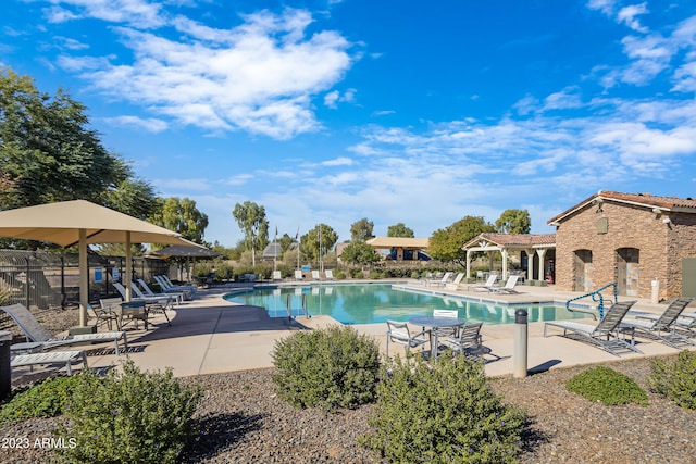 view of pool featuring a patio area