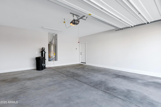 garage featuring a garage door opener and gas water heater