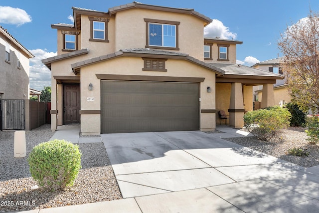 view of front of property with a garage