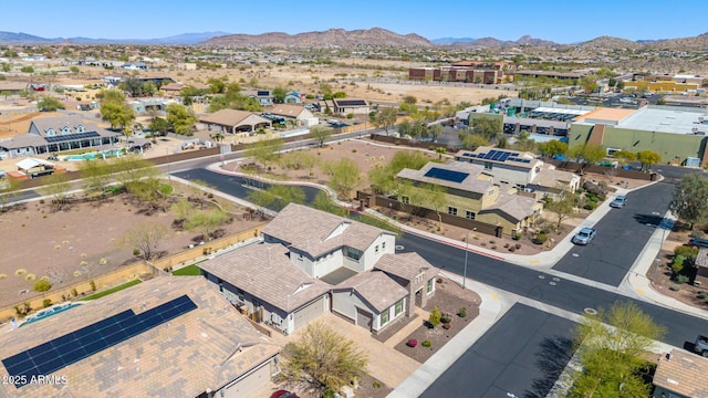 aerial view with a mountain view and a residential view