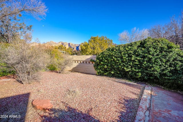 view of yard with a mountain view