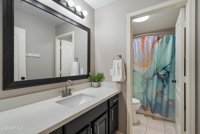 420 S Dodge Dr, Chandler, AZ 85225 - full bath featuring vanity, toilet, tile patterned floors, and curtained shower