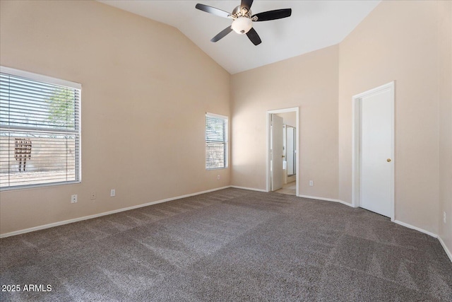 40614 N Key Ln, Anthem, AZ 85086 - unfurnished bedroom featuring high vaulted ceiling, carpet flooring, and a ceiling fan
