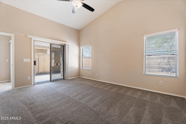 40614 N Key Ln, Anthem, AZ 85086 - carpeted spare room with ceiling fan and high vaulted ceiling