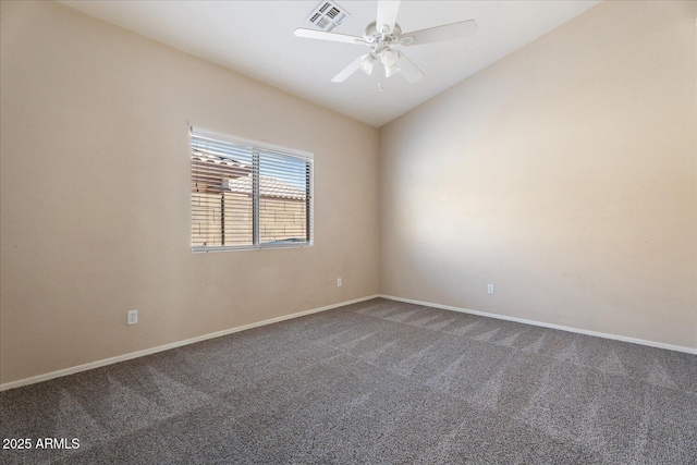 40614 N Key Ln, Anthem, AZ 85086 - unfurnished room with dark colored carpet, ceiling fan, and vaulted ceiling