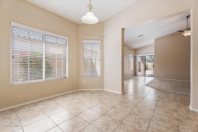 40614 N Key Ln, Anthem, AZ 85086 - unfurnished room featuring light tile patterned floors, vaulted ceiling, and a ceiling fan