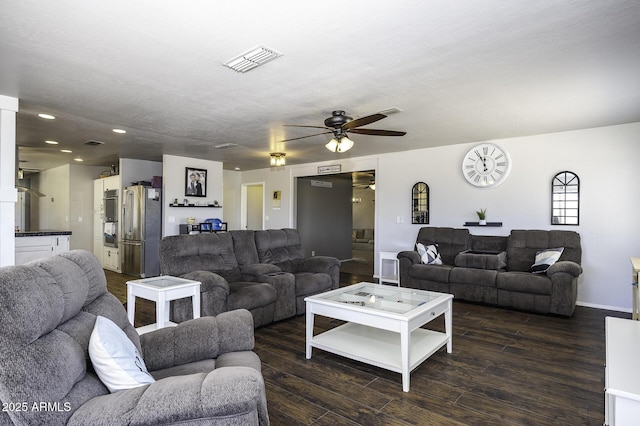 14484 W Jimmie Kerr Blvd, Casa Grande, AZ 85122 - living area featuring a ceiling fan, recessed lighting, dark wood finished floors, and baseboards