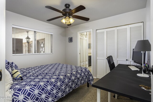 14484 W Jimmie Kerr Blvd, Casa Grande, AZ 85122 - carpeted bedroom with a closet, a ceiling fan, and an office area