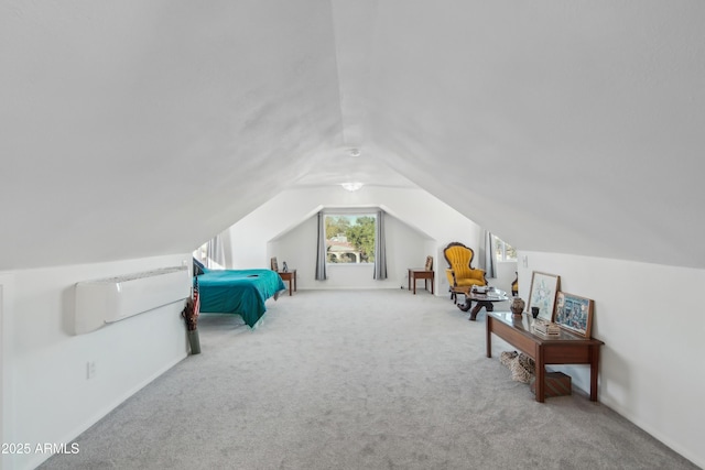 bonus room with light colored carpet and vaulted ceiling