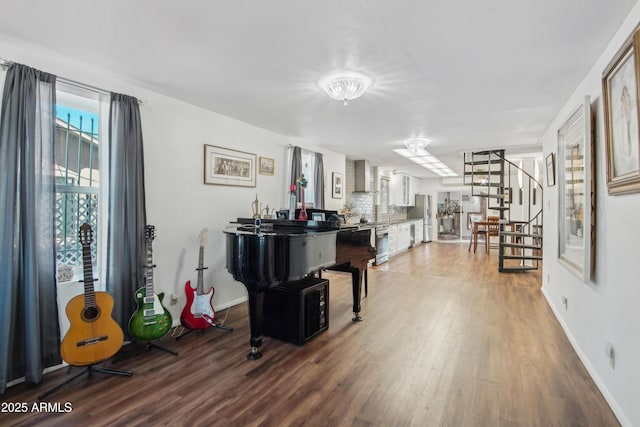 miscellaneous room featuring hardwood / wood-style floors