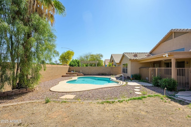 9446 E Olla Ave, Mesa, AZ 85212 - view of pool with a fenced in pool, a patio area, and a fenced backyard
