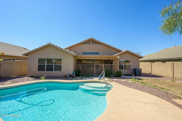 9446 E Olla Ave, Mesa, AZ 85212 - view of pool with a patio, a fenced backyard, a fenced in pool, and central AC