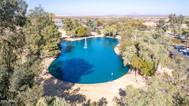 view of pool with a water view