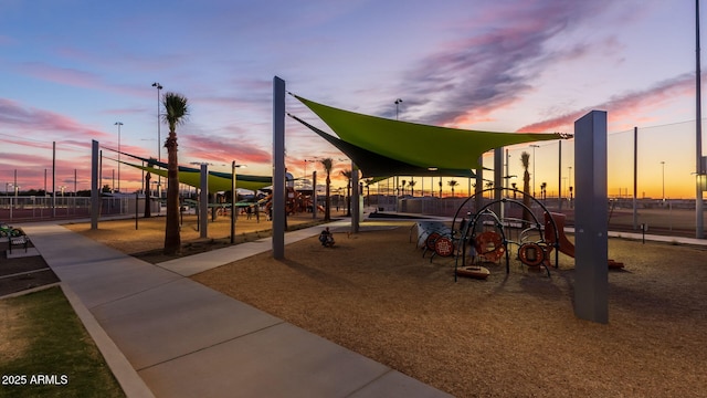 communal playground with fence
