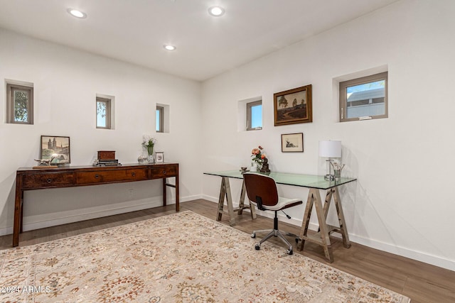 12423 N 64th St, Scottsdale, AZ 85254 - office featuring baseboards, wood finished floors, and recessed lighting