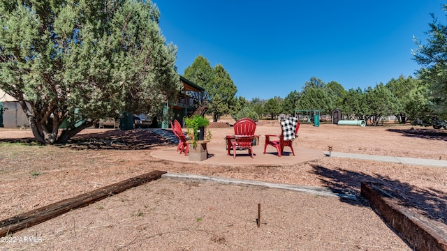 view of play area with a patio area