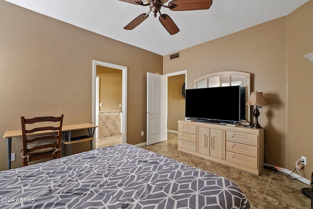 bedroom featuring ceiling fan