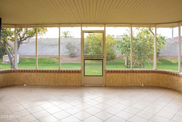 view of unfurnished sunroom