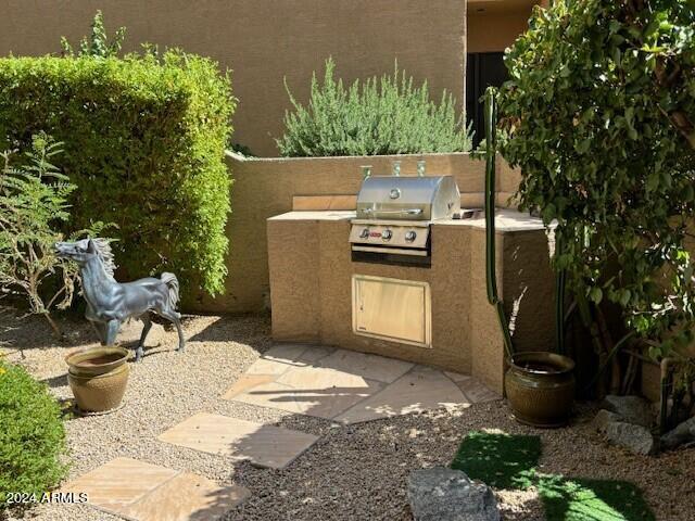 view of patio / terrace with an outdoor kitchen and a grill