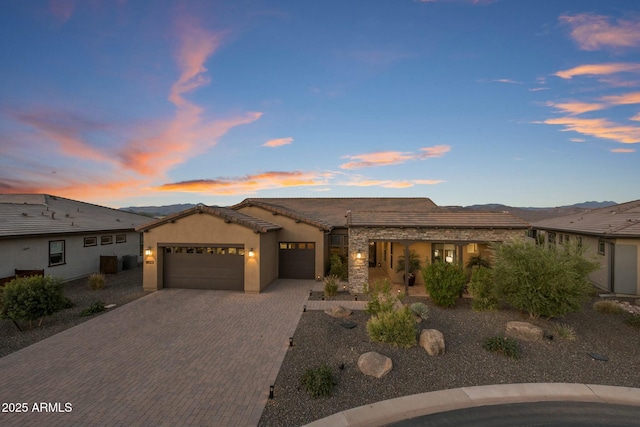 view of front of house with a garage