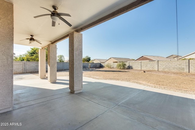 view of patio with ceiling fan