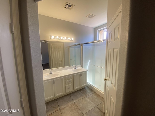 3559 N 143rd Ave, Goodyear, AZ 85395 - full bathroom featuring tile patterned flooring, a stall shower, and double vanity