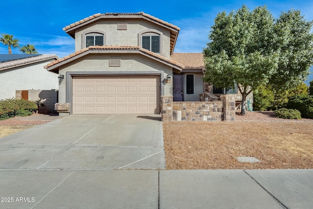 view of front of house with a garage